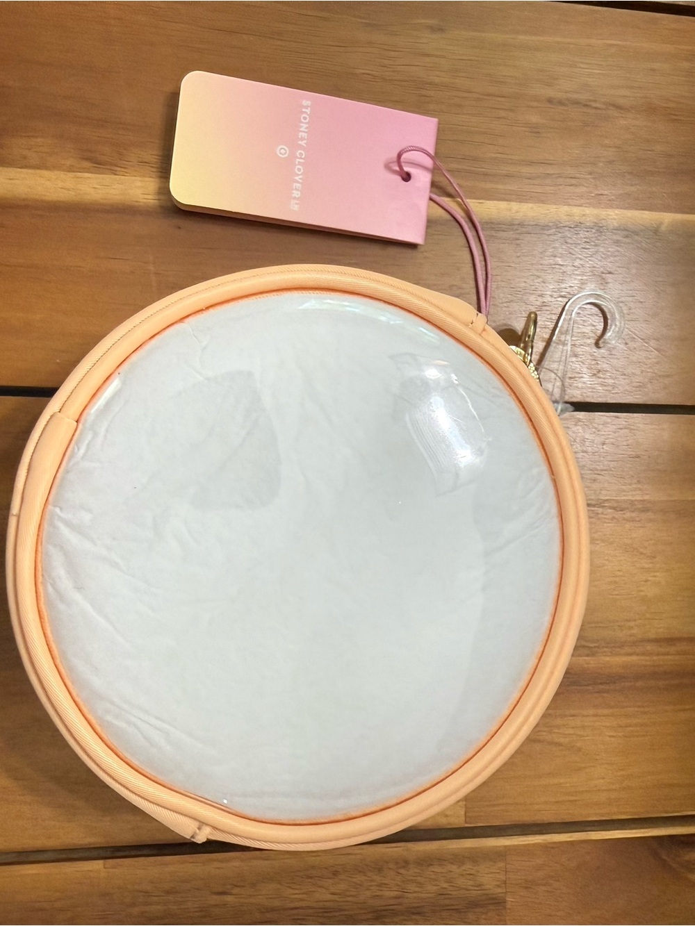 Stoney Clover Lane Peach Round Clear-Top Cosmetic Pouch